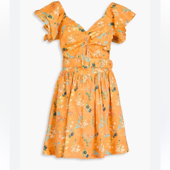 SOLID & STRIPED The Renata cutout orange floral-print linen-blend mini dress - Picture 1 of 12